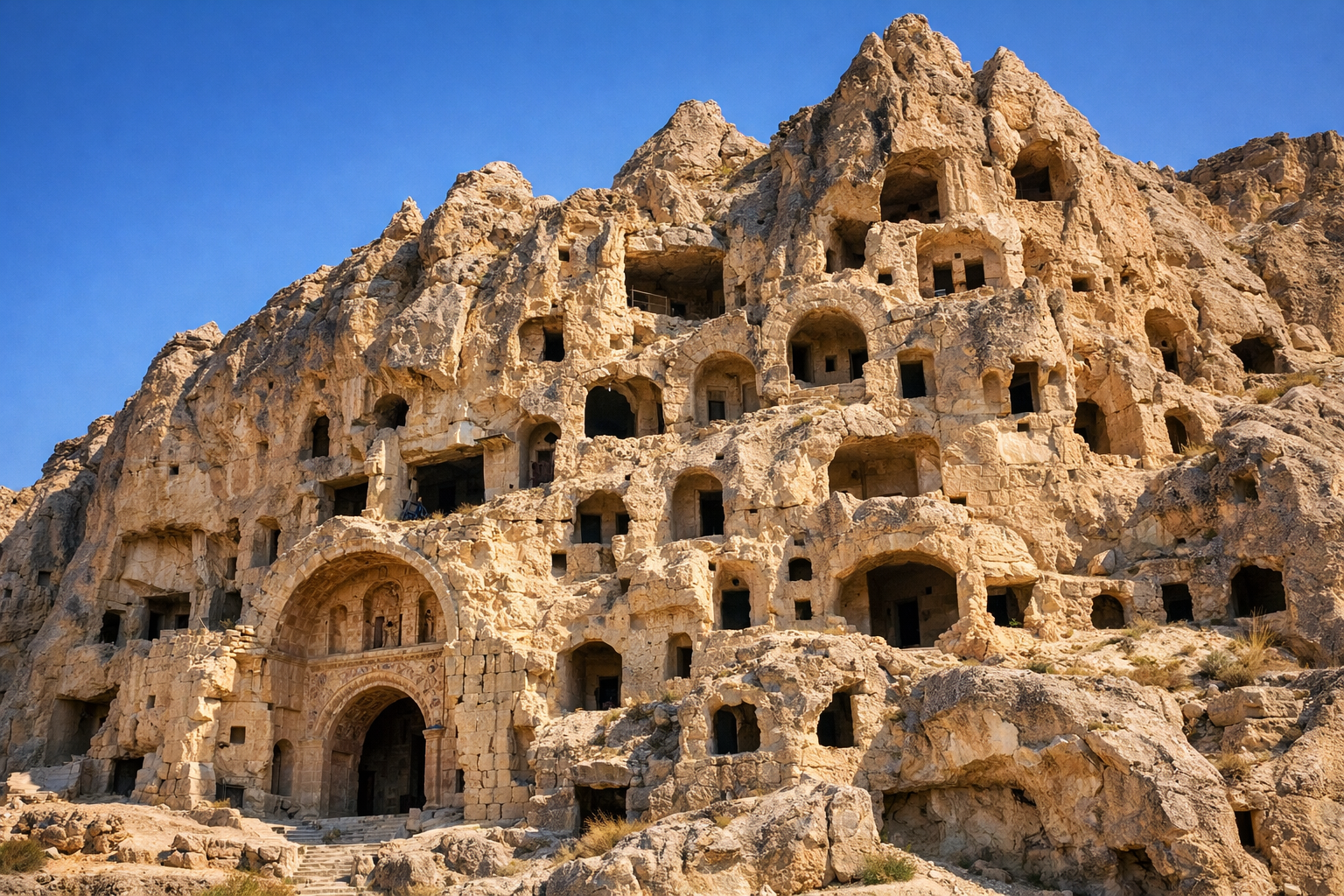 Kapadokya'da kayalara oyulmus tarihi yapilar