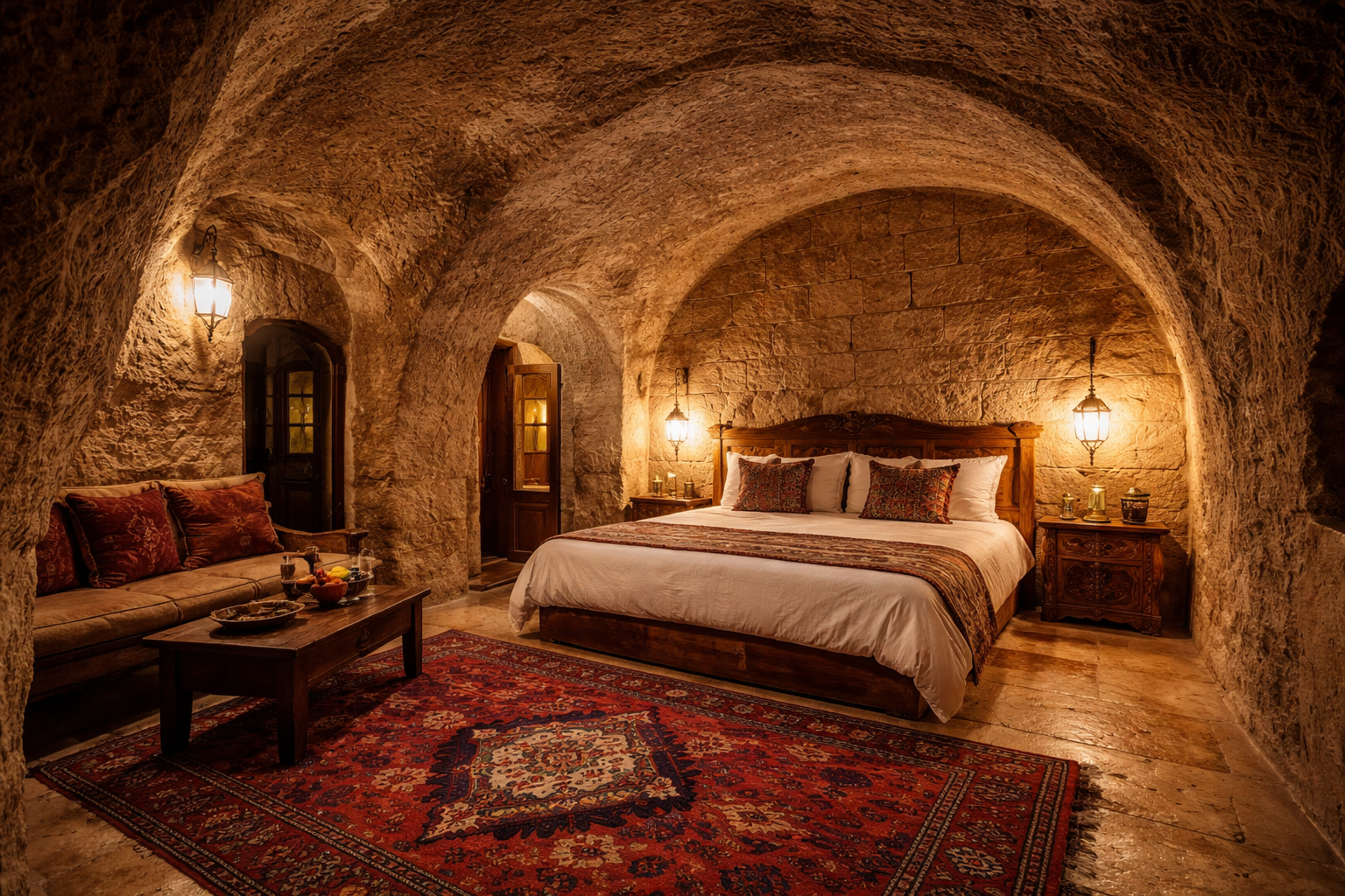 Tastan oyulmus geleneksel konaklama mekani